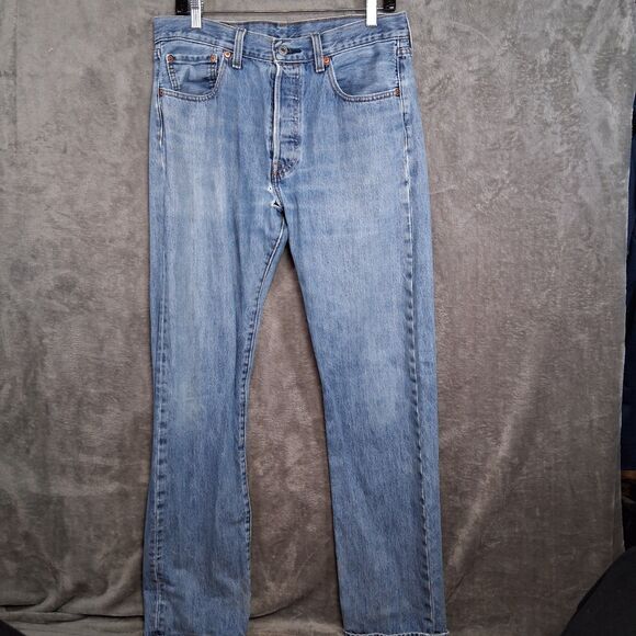 Levis XX 501 Mens 33x34 Original Fit Jeans Medium Stone Wash Non Stretch Denim - Picture 1 of 8